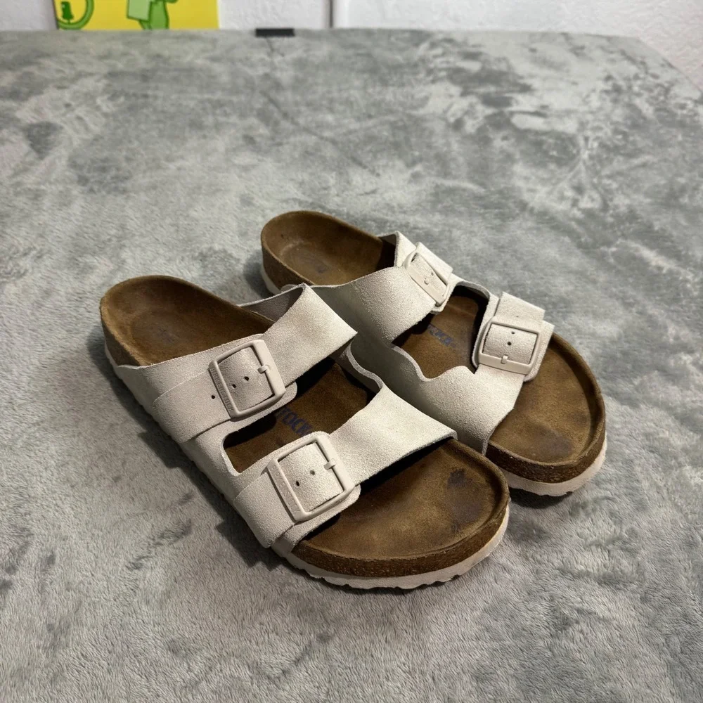 Birkenstock Arizona Suede Leather Sandals Bone White Mens 9 L11 M9 EU 42